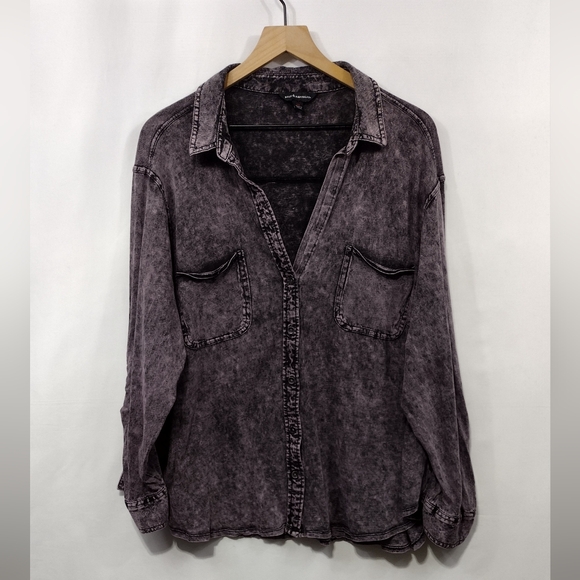 Rock & Republic Tops - Rock & Republic Acid Wash Top Womens 3X Black Boho Retro 90s Y2K Grunge